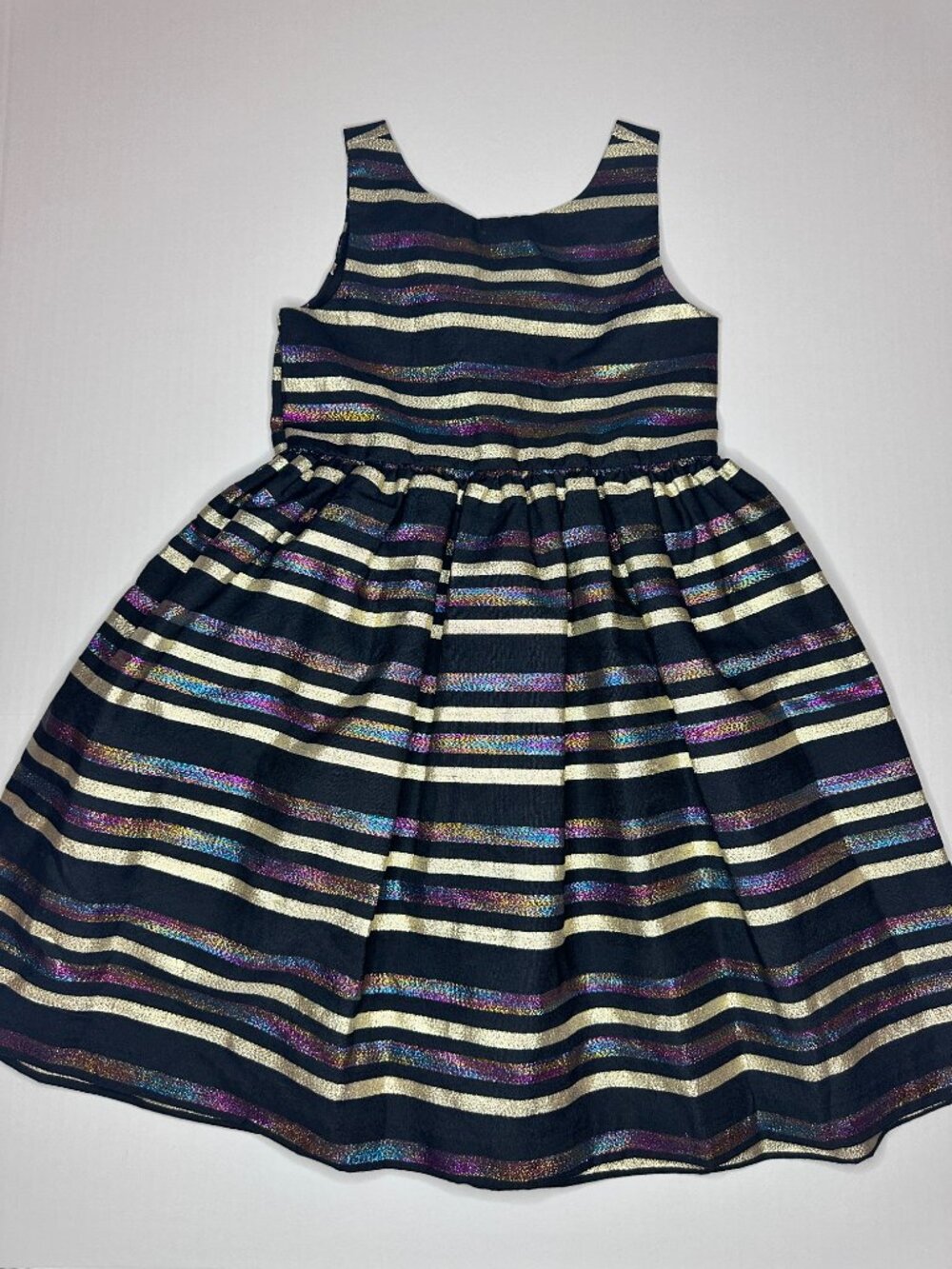 GYMBOREE sz 5 Girls Black Gold Colorful Metallic Sleeveless Party Holiday Dress